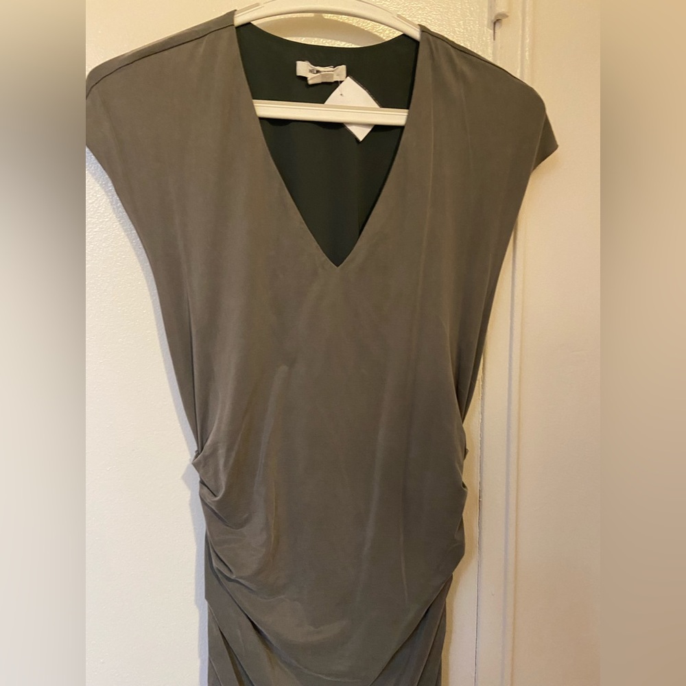 Helmut Lang Torrent Side Ruched Dress in Relic (Gray)  Size‎ M - Picture 3 of 10